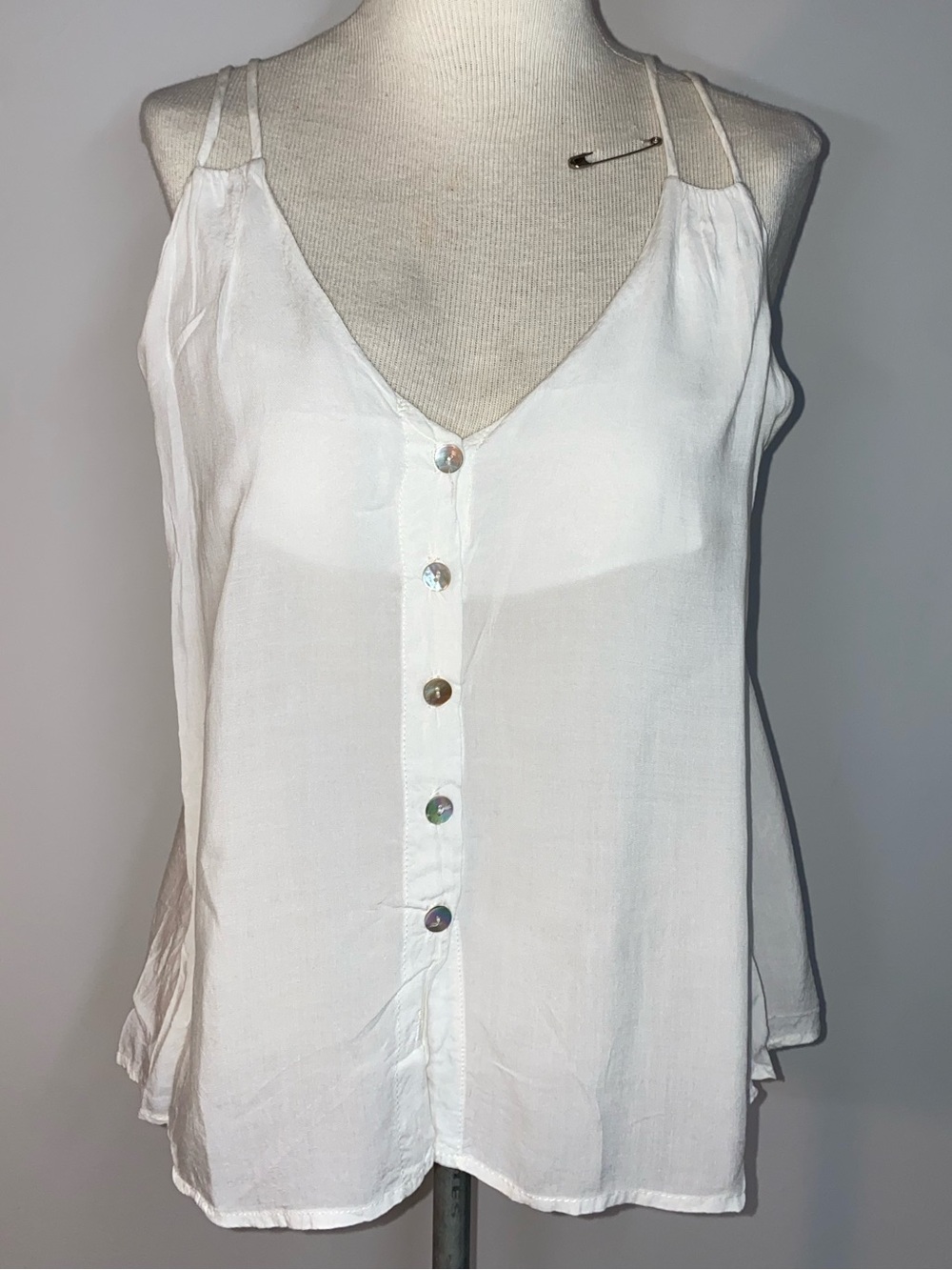 Women's White Button-Front Camisole